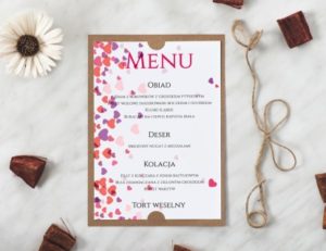 karta z menu weselnym